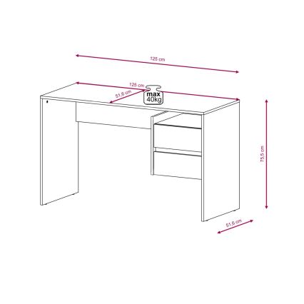 Rašomasis stalas su stalčiais MARLO ąžuolas artisan/antracitas