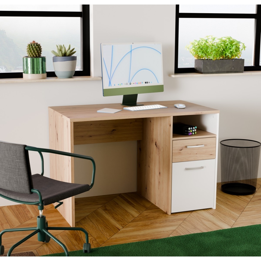 Rašomasis stalas URO ąžuolas artisan/baltas