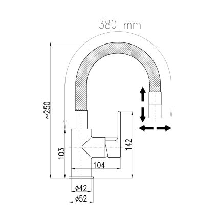 RAV Slezák CO119.0/16 - Virtuvinis maišytuvas su lanksčiu snapu ir ištraukiama dušo galvute COLORADO 25 cm juodas