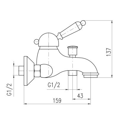 RAV Slezák L554.5CMAT - Vonios maišytuvas LABE RETRO 13,7 cm matinė juoda