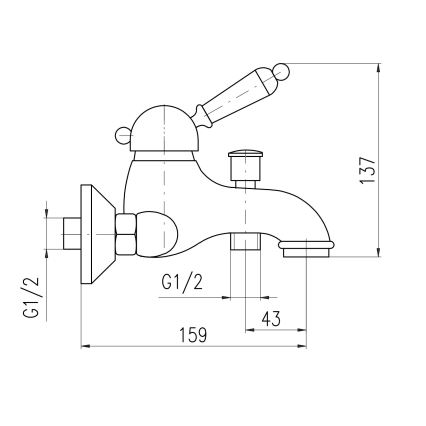RAV Slezák L554.5SM - Vonios maišytuvas LABE RETRO 13,7 cm sendinto žalvario apdaila