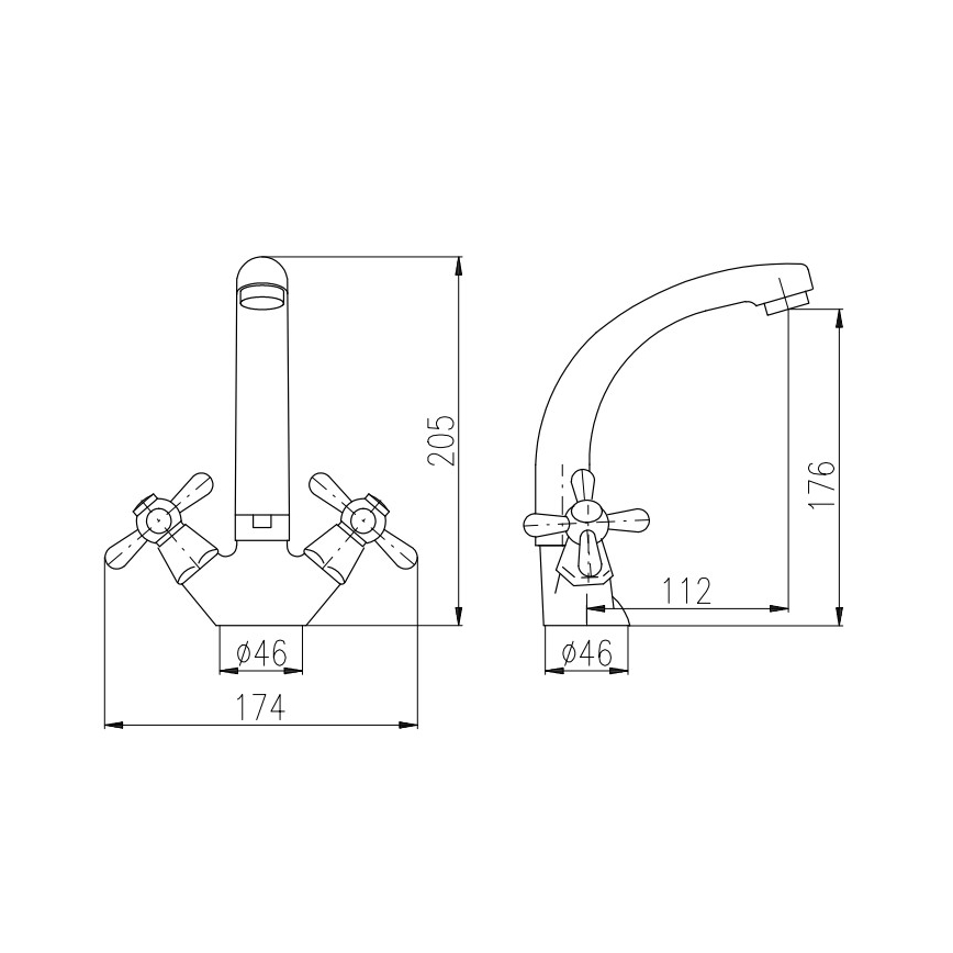 RAV Slezák MK120.0/2 - Praustuvo maišytuvas MORAVA 17,6 cm blizgus chromas