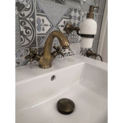 RAV Slezák MK128.0SM - Praustuvo maišytuvas MORAVA RETRO 16 cm, sendinto žalvario apdaila