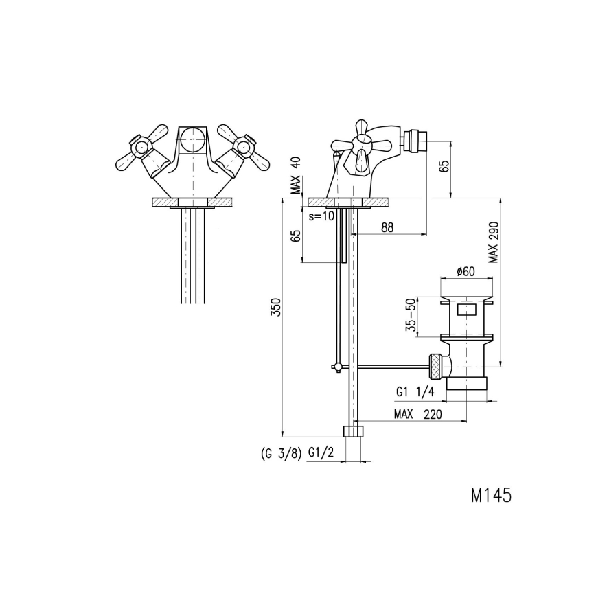 RAV Slezák MK145.0 - Bidė maišytuvas + nuotėkio komplektas MORAVA 6,5 cm blizgus chromas