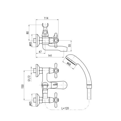 RAV Slezák MK154.5/1 - Vonios komplektas su maišytuvu MORAVA, blizgus chromas