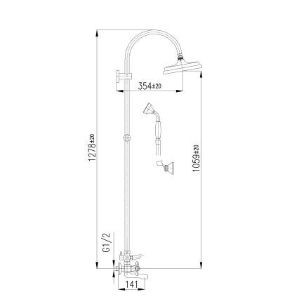 RAV Slezák MK154.5/3 - vonios komplektas su maišytuvu MORAVA, blizgus chromas