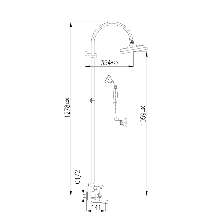 RAV Slezák MK154.5/3 - vonios komplektas su maišytuvu MORAVA, blizgus chromas