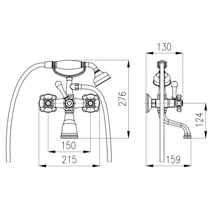 RAV Slezák MK159.5/2SM - Vonios komplektas su maišytuvu MORAVA RETRO sendintas žalvaris