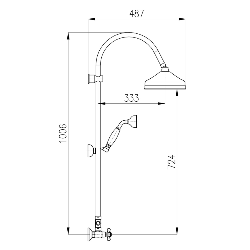 RAV Slezák MK181.5/3SM - dušo rinkinys su maišytuvu MORAVA RETRO, sendintas žalvaris