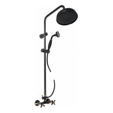 RAV Slezák MK181.5/7CMATSM - dušo komplektas su maišytuvu MORAVA RETRO, juodos/žalvario spalvos