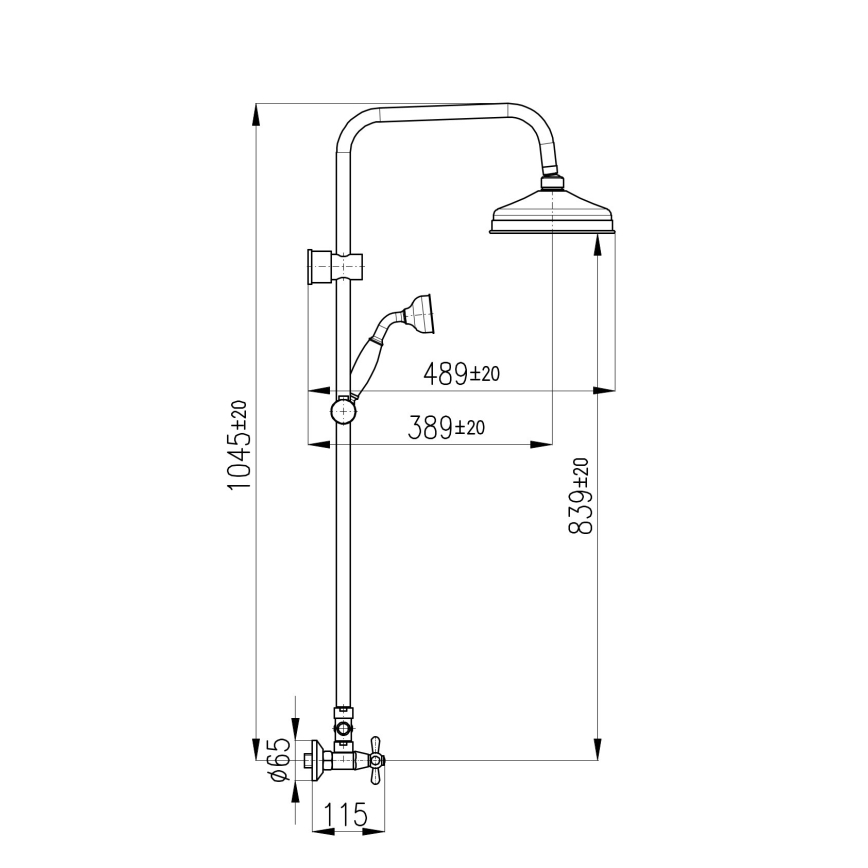 RAV Slezák MK181.5/7CMATSM - dušo komplektas su maišytuvu MORAVA RETRO, juodos/žalvario spalvos