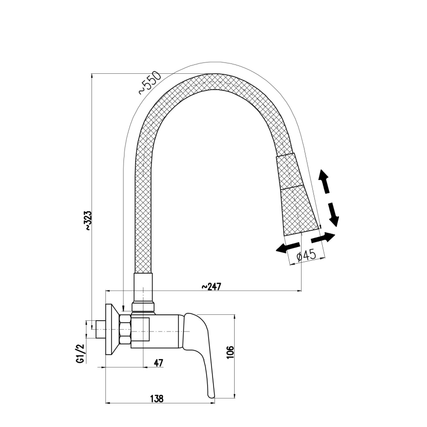 RAV Slezák SA002.5/13S - Kriauklės maišytuvas SAZAVA 32,3 cm pilkas/blizgus chromas