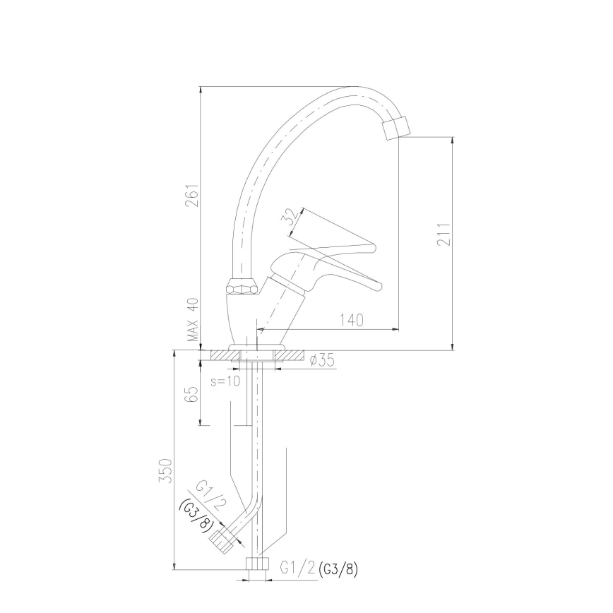 RAV Slezák SA006.0/1 - Kriauklės maišytuvas SAZAVA, 26,1 cm, blizgus chromas