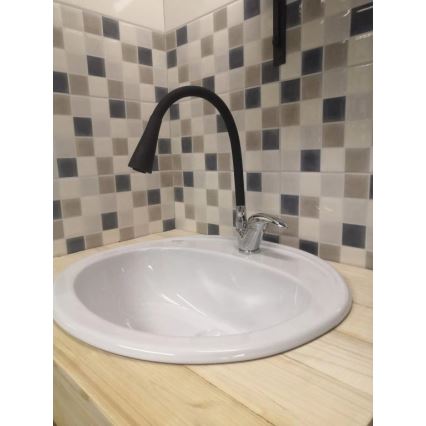 RAV Slezák SA006.0/13 - Kriauklės maišytuvas su lanksčiu snapu SAZAVA 35,6 cm juoda/blizgus chromas