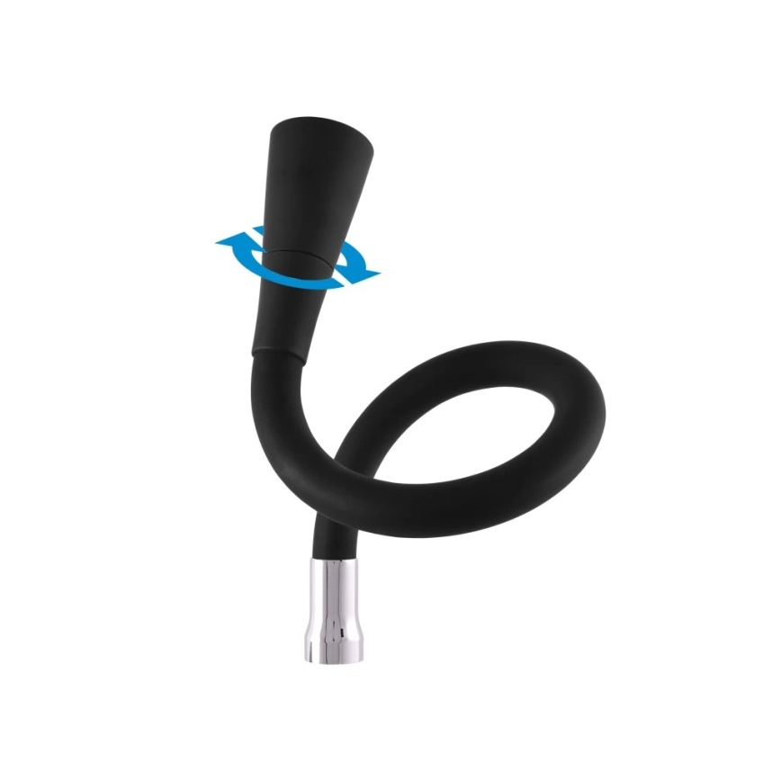 RAV Slezák SA006.0/13 - Kriauklės maišytuvas su lanksčiu snapu SAZAVA 35,6 cm juoda/blizgus chromas