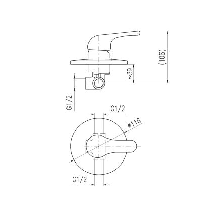 RAV Slezák SA083 – potinkinei montavimui skirtas dušo maišytuvas SAZAVA, blizgus chromas