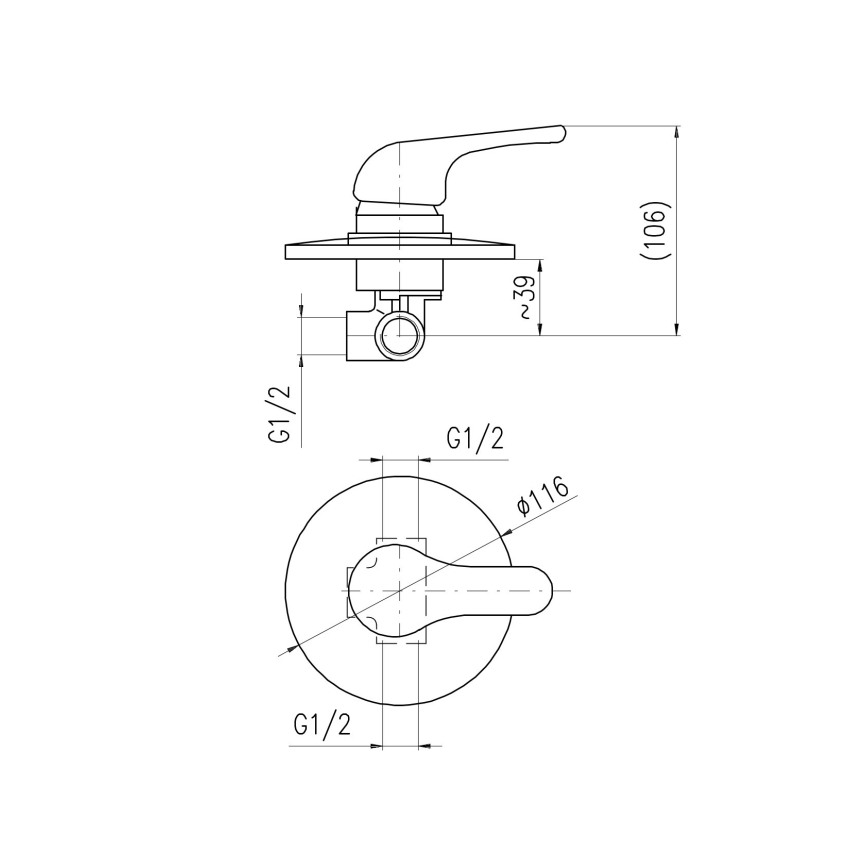 RAV Slezák SA083 – potinkinei montavimui skirtas dušo maišytuvas SAZAVA, blizgus chromas