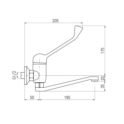 RAV Slezák SA601.5/26 - Praustuvės maišytuvas su medicinine svirtimi SAZAVA 23 cm blizgus chromas