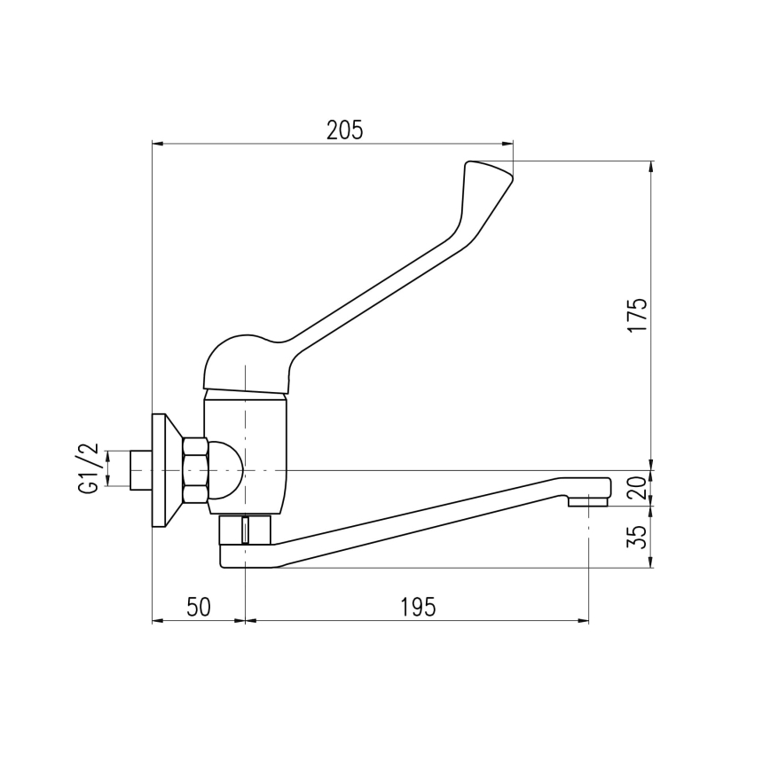 RAV Slezák SA601.5/26 - Praustuvės maišytuvas su medicinine svirtimi SAZAVA 23 cm blizgus chromas