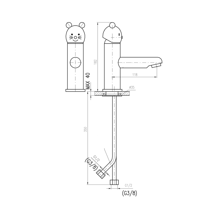 RAV Slezák SE326.0 - Praustuvo maišytuvas JUNIOR 18,2 cm raudonas/mėlynas