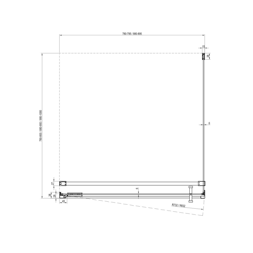 Ravak - dušo kabina COOL 80x80 cm juoda