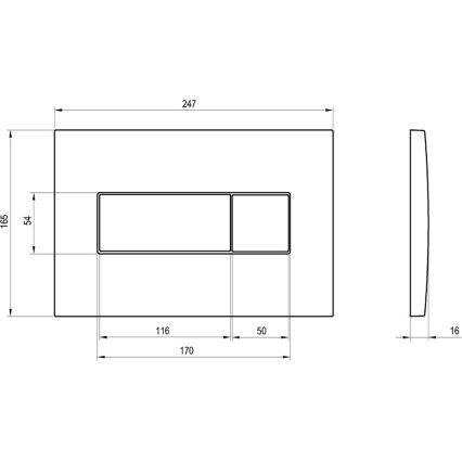 Ravak X01456 - nuleidimo mygtukas UNI 24,7x16,5 cm matinis chromas