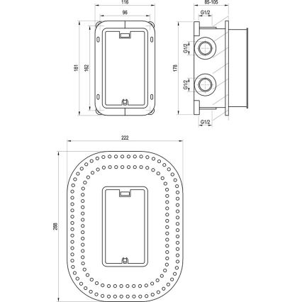 Ravak X070074 - Pagrindinis korpusas potinkiniams maišytuvams R-BOX MULTI 18,1x11,6 cm