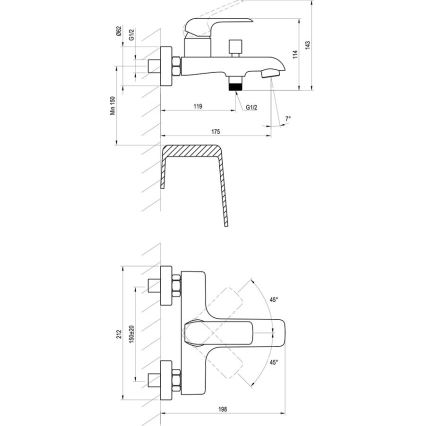 Ravak X070119 - vonios maišytuvas FLAT, blizgus chromas