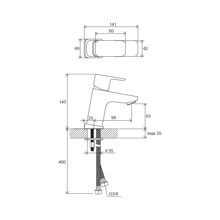 Ravak X070127 - Praustuvo maišytuvas FREE 14,5 cm blizgus chromas