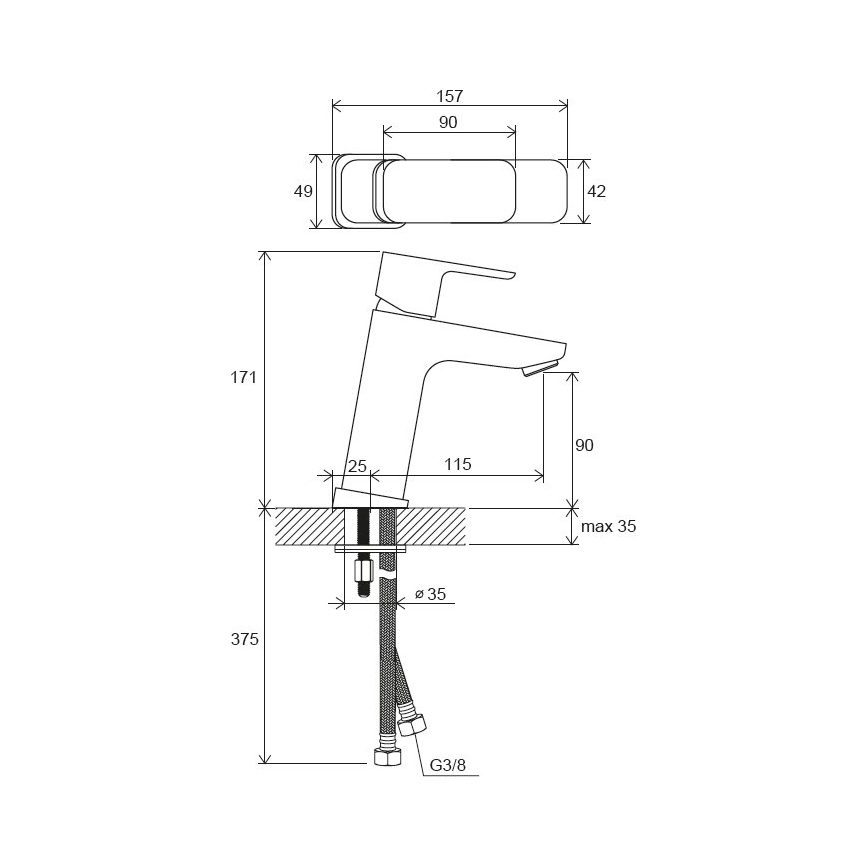 Ravak X070129 - Praustuvo maišytuvas FREE 17,1 cm blizgus chromas