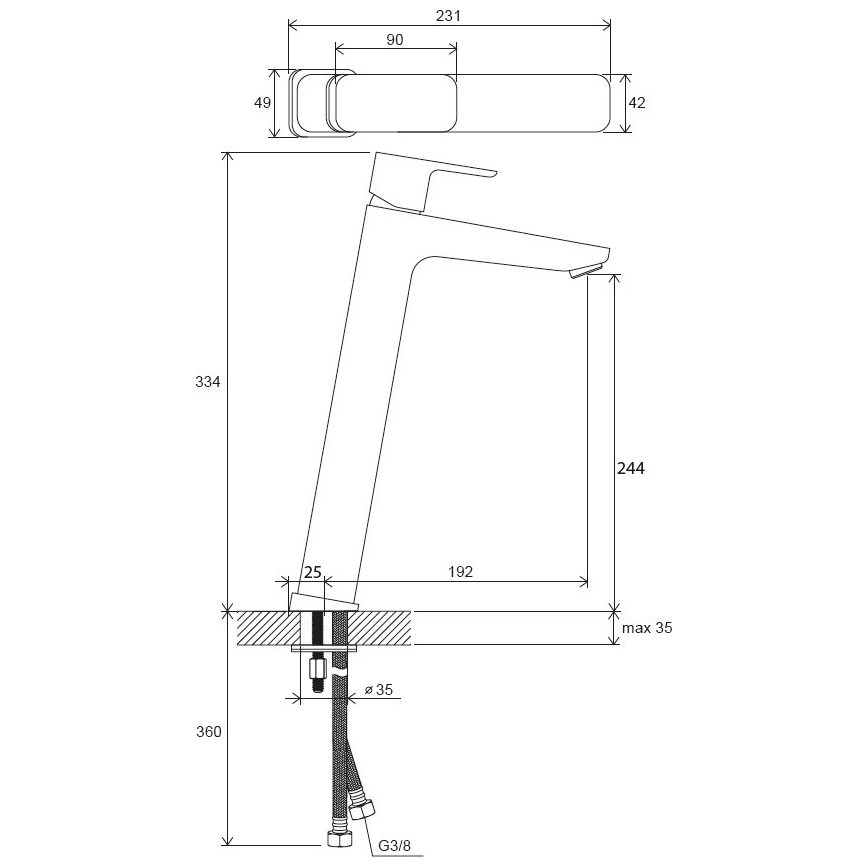Ravak X070130 - Praustuvo maišytuvas FREE 33,4 cm blizgus chromas