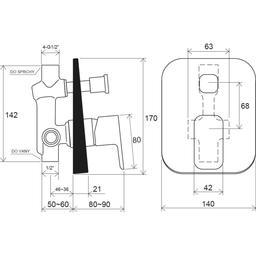 Ravak X070134 - Potinkinis dušo maišytuvas FREE, blizgus chromas