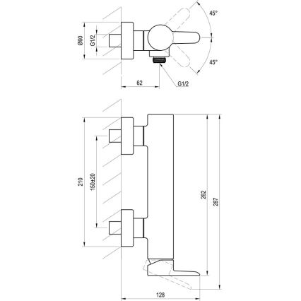 Ravak X070145 - Dušo maišytuvas PURI, blizgus chromas