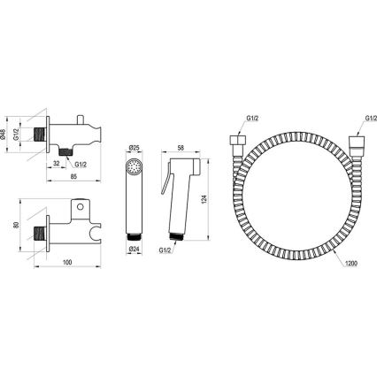 Ravak X070166 - Rankinė bidetinė dušelė įmontavimui blizgus chromas