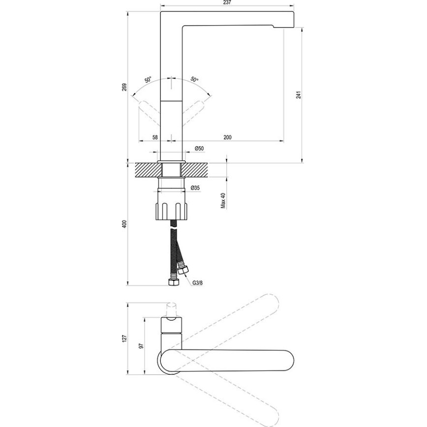 Ravak X070183 - Praustuvo maišytuvas PURI 26,9 cm juodas