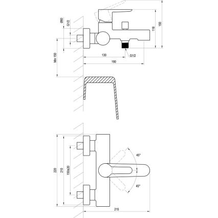 Ravak X070192 - Vonios maišytuvas PURI juodas