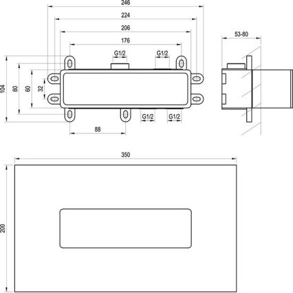 Ravak X070233 - Pagrindinis montavimo korpusas R-BOX skirtas įmontuojamiems maišytuvams, 10,4x24,6 cm