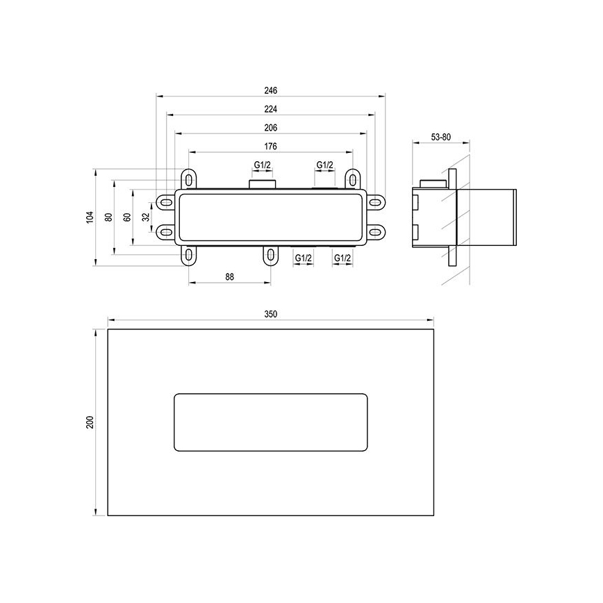 Ravak X070233 - Pagrindinis montavimo korpusas R-BOX skirtas įmontuojamiems maišytuvams, 10,4x24,6 cm