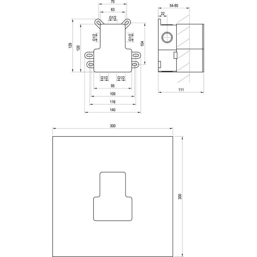 Ravak X070234 - Pagrindinis korpusas potinkiniams maišytuvams R-BOX 12,9x14 cm