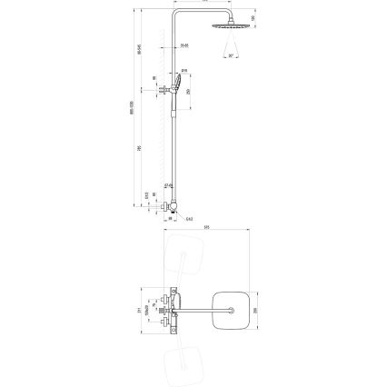 Ravak X070442 - dušo komplektas su termostatiniu maišytuvu FLAT, blizgus chromas