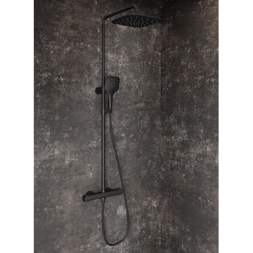 Ravak X070443 - dušo komplektas su termostatiniu maišytuvu FLAT, matinė juoda