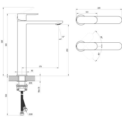 Ravak X070447 - Praustuvo maišytuvas CHROME 30,3 cm blizgus chromas