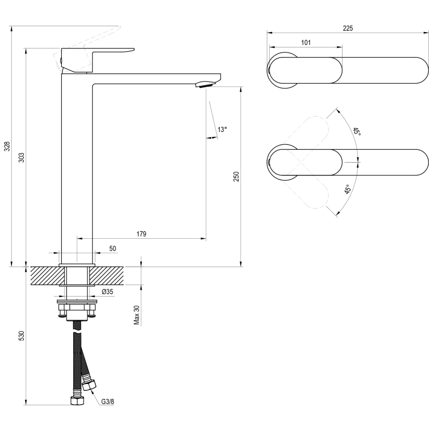 Ravak X070447 - Praustuvo maišytuvas CHROME 30,3 cm blizgus chromas
