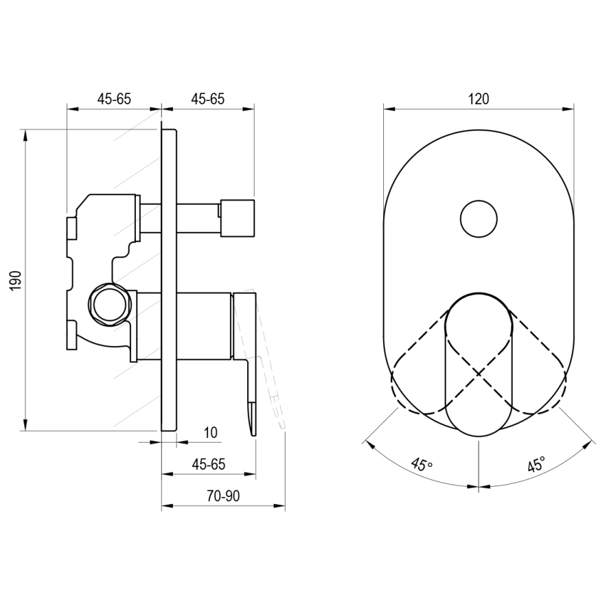 Ravak X070454 - Dušo maišytuvas potinkiniam montavimui CHROME blizgus chromas