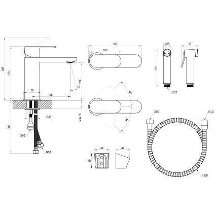 Ravak X070462 - Praustuvo maišytuvas su bidetiniu purkštuku CHROME juodas