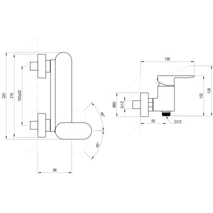 Ravak X070464 - Juodas dušo maišytuvas CHROME