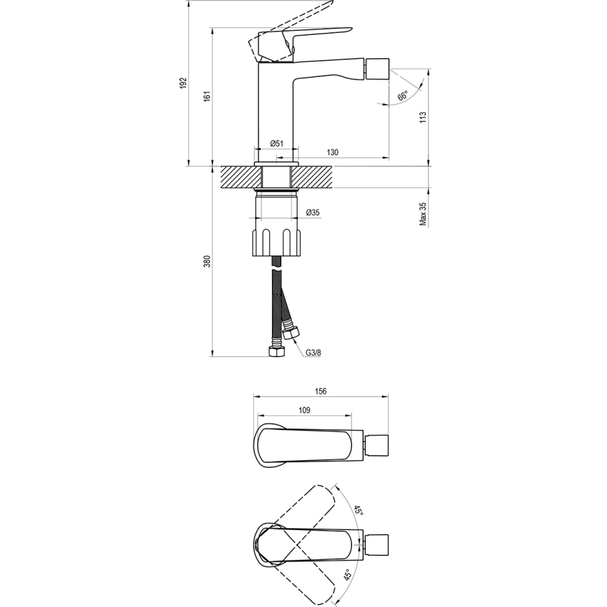 Ravak X070481 - Bidė maišytuvas LIFE juodas