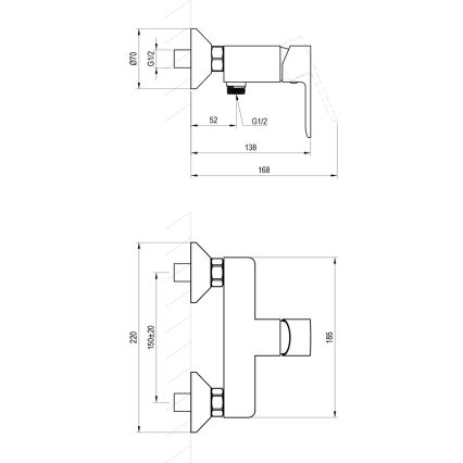 Ravak X070486 - Dušo maišytuvas SOLAR blizgus chromas