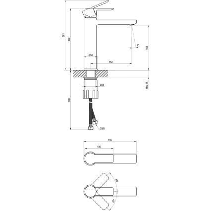Ravak X070489 - Praustuvo maišytuvas SOLAR 23 cm juodas