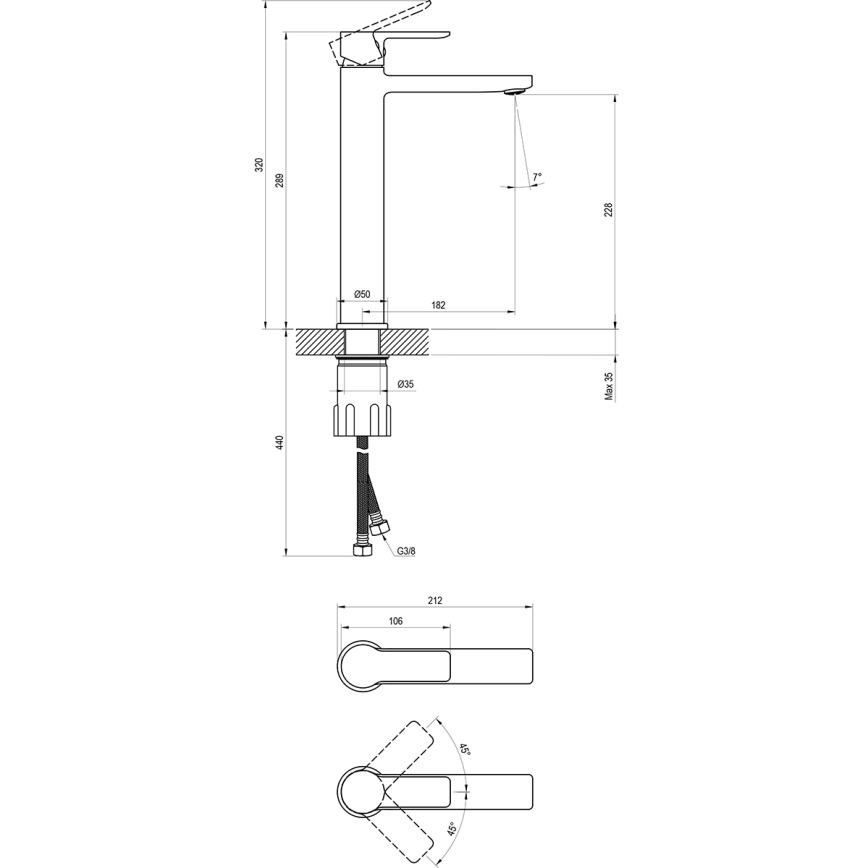 Ravak X070490 - juodas praustuvės maišytuvas SOLAR 29 cm